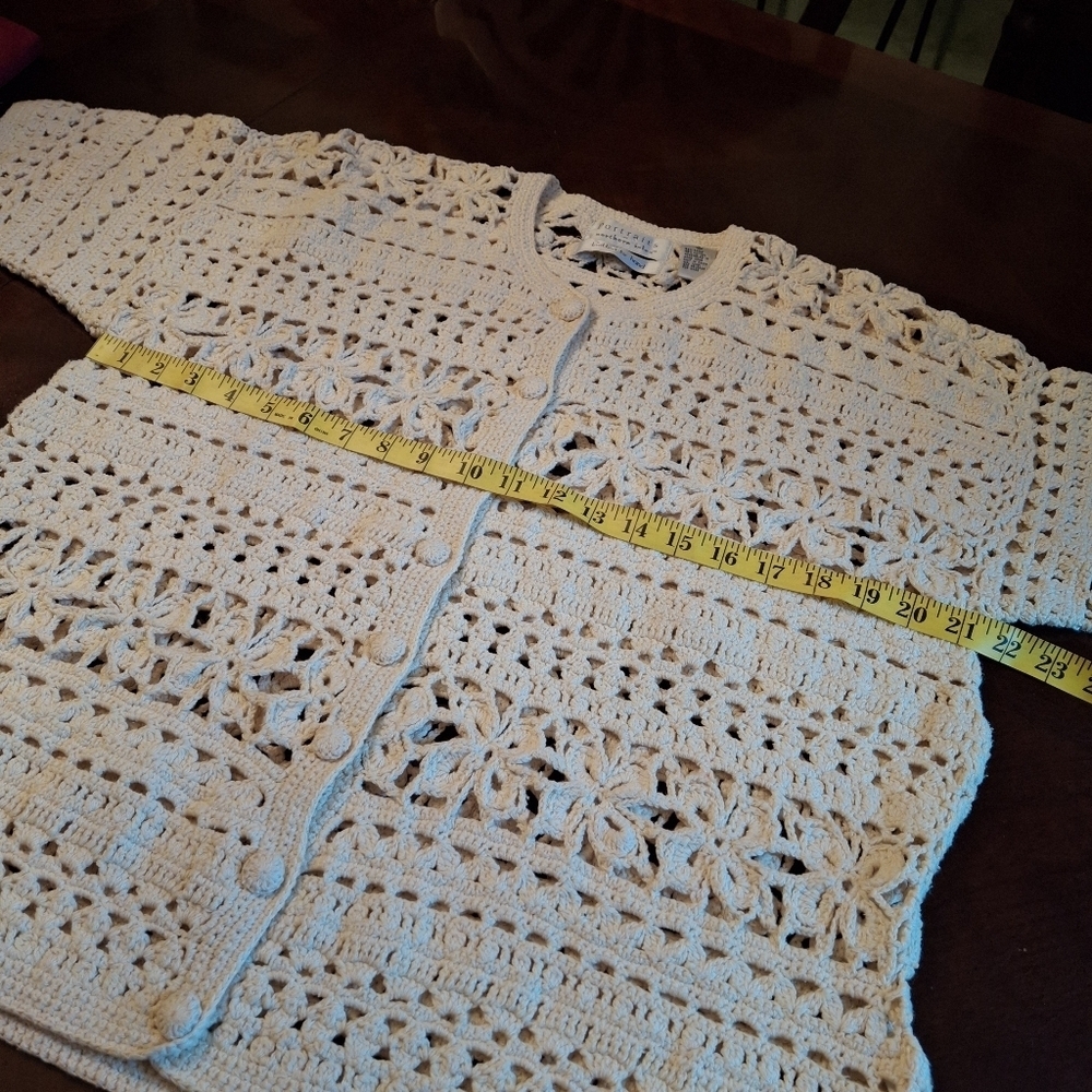 Portraits by Northern Isle Hand Knit Button-up Yellow Sweater Top Women Size XL - Picture 14 of 16